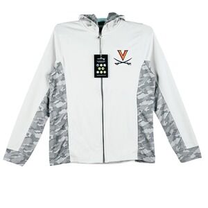 Vansport Pro Women's Lightweight Hoodie Sweatshirt Sz S/M Grey Camo Full Zip NWT